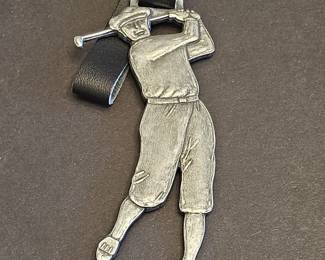 Vintage Golfing Figure Bag Charm or Keychain  FORT Pewter