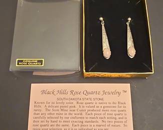 Black Hills Rose Quartz Dangle Earrings second image