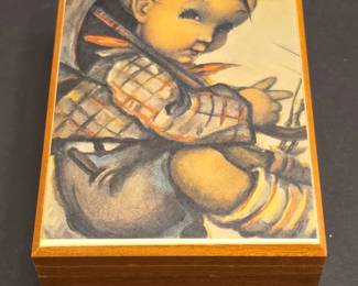 Vintage Hummel Music Box with Child Illustration