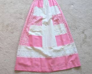 Vintage Tumbleweeds Pink Floral Patchwork Maxi Skirt with Eyelet Lace and Belt