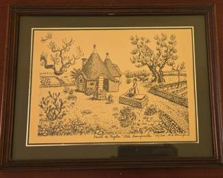 Trulli di Puglia Vita Tranquilla Lithograph by Maria de Munnynck