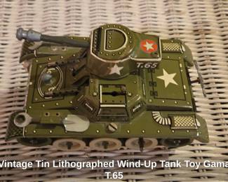 Vintage Tin Lithographed WindUp Tank Toy Gama T.