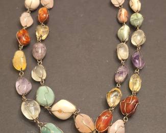 MultiGemstone WireWrapped Necklace