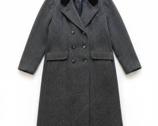 Karen Millen  Wool Herringbone Overcoat with Velvet Collar