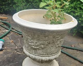 Large Fluted Garden Urn Planter with Pedestal Base