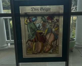 Drei Geiger Three Fiddlers Woodcut Print by Jost Amman