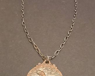 Vintage Aries Zodiac Wheel Pendant Necklace