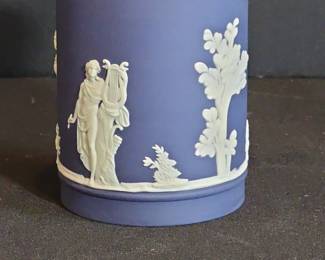 Wedgwood Jasperware Blue Apollo with Lyre Lidded Pot