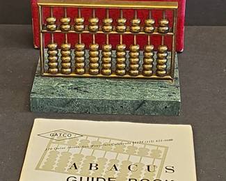 GATCO Brass Abacus with Green Marble Base and Guide Book
