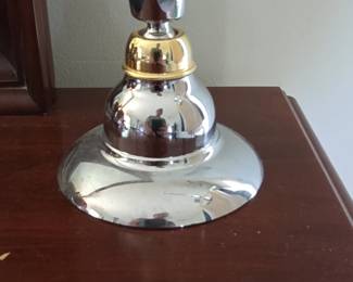 Modern Chrome and Gold Tone Candlestick Holder