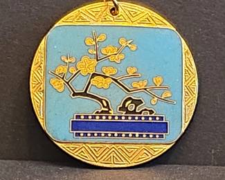 Cloisonn Enamel Pendant with Floral Tree Motif