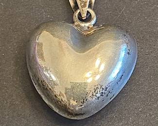 Sterling Silver Puffy Heart Pendant, Mexico