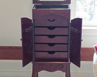 Vintage Queen Anne Style Jewelry Armoire with Mirror second image
