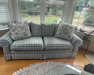 Hickory Hill Furniture Corp. Plaid Sofa with Accent Pillows