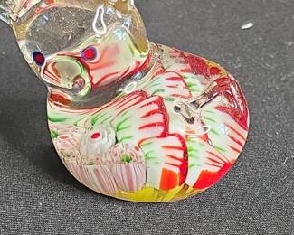 Millefiori Glass Animal Figurines Set of  Cat and Rabbit third image