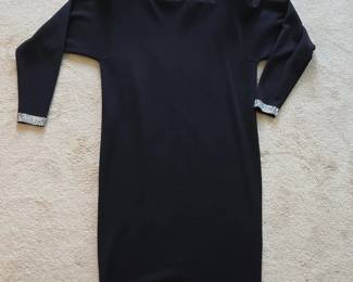 Liz Claiborne Black Rhinestone Embellished Knit Dress Size