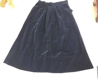 Vintage Black Velvet Midi Skirt second image