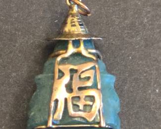 14 k Gold Carved Jadeite Buddha Pendant with Chinese Character third image