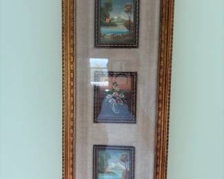 Framed Triptych of Miniature Paintings