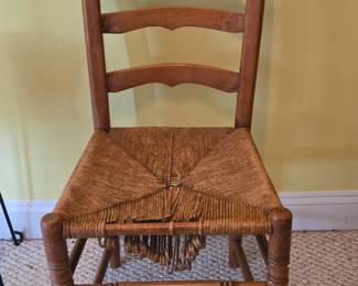 Antique Shaker Style Ladder Back Chair with Rush Seat