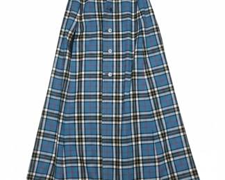 Burberry Reversible Plaid and Black Wool Blend Cape