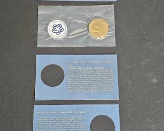 American Revolution Bicentennial Commemorative Medal and Stamps Set