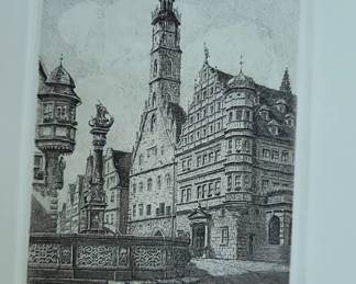 Rothenburg ob der Tauber etching by Ernst Geissendorfer