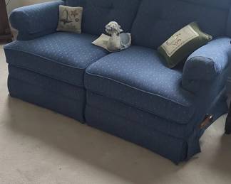 Blue Upholstered Reclining Loveseat