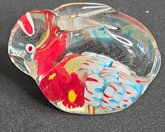 Millefiori Glass Animal Figurines Set of  Cat and Rabbit second image