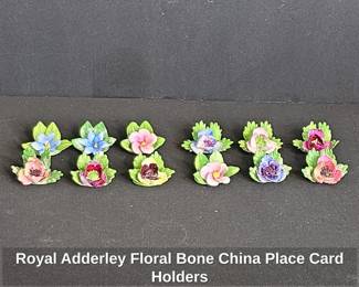 Royal Adderley Floral Bone China Place Card Holders