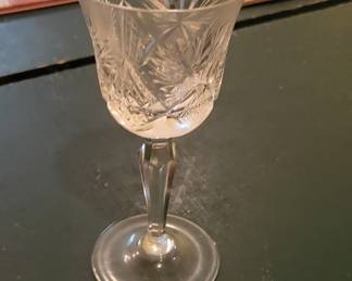 Cut Crystal Wine Glass  Pinwheel Pattern