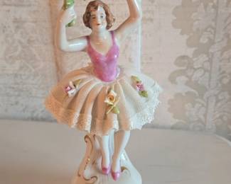 Volkstedt Porcelain Ballerina Figurine with Floral Wreath