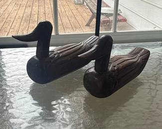 Pair of HandCarved Wooden Ducks
