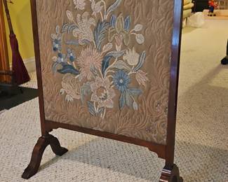 Antique Needlepoint Fireplace Screen