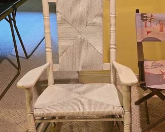 Vintage Cracker Barrel Woven Seat Rocking Chair