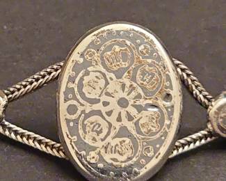 Sterling Silver Filigree Panel Bracelet with Oval Medallion second image