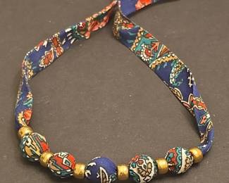 Paisley Fabric Bead Necklace