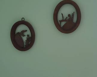 Vintage Marlow Woodcuts Silhouette Plaques Set of 