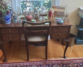 Vintage French Provincial Cherry Wood Writing Desk with Chair