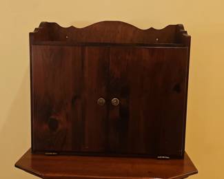 Antique Walnut Wall Cabinet with DropDown Desk and Sewing Compartments