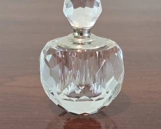 Oleg Cassini Cut Crystal Perfume Bottle with Silver Collar