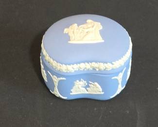 Wedgwood Blue Jasperware KidneyShaped Trinket Box