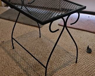 Vintage Wrought Iron Mesh Top Side Table