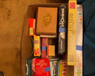 misc board games and decks of cards