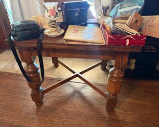vintage wood farmhouse table expandable