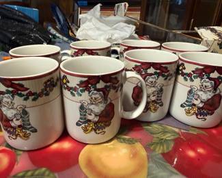 Set of 1994 Fitz and Floyd "Santa's List" stoneware mug,