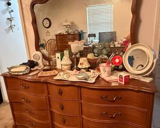 vintage wood dresser with mirror