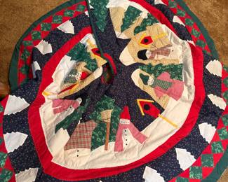 Quilted Snowman Christmas Tree Skirt 