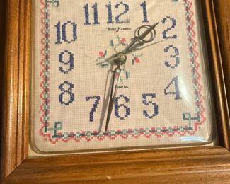 New shaven Wall Clock with a Needlework Motif