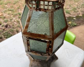 Antique Textured Glass Lantern 